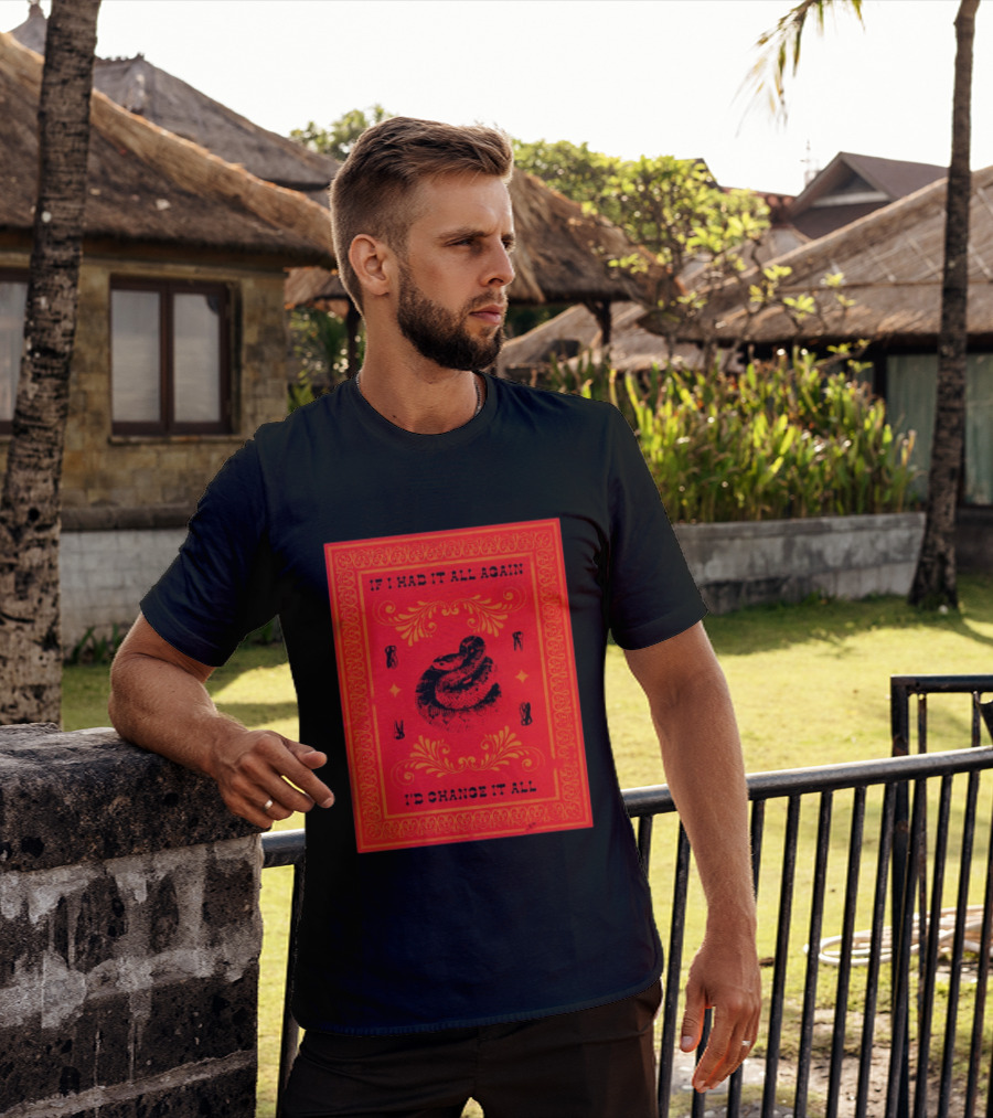 If I Had It All Again I'd Change It All Rattlesnake Western Red Bandana T-Shirt