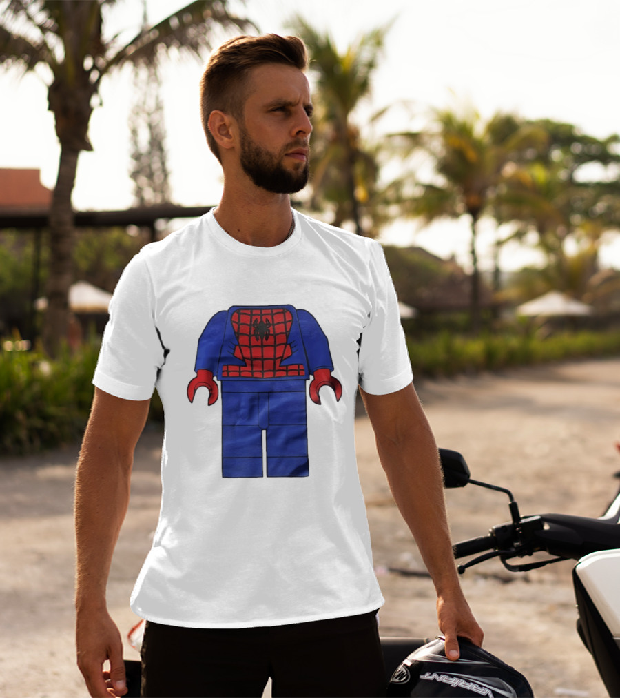 Lego Spider Man Minifigure Marvel Super Hero Iconic Costume Red And Blue Suit T-Shirt