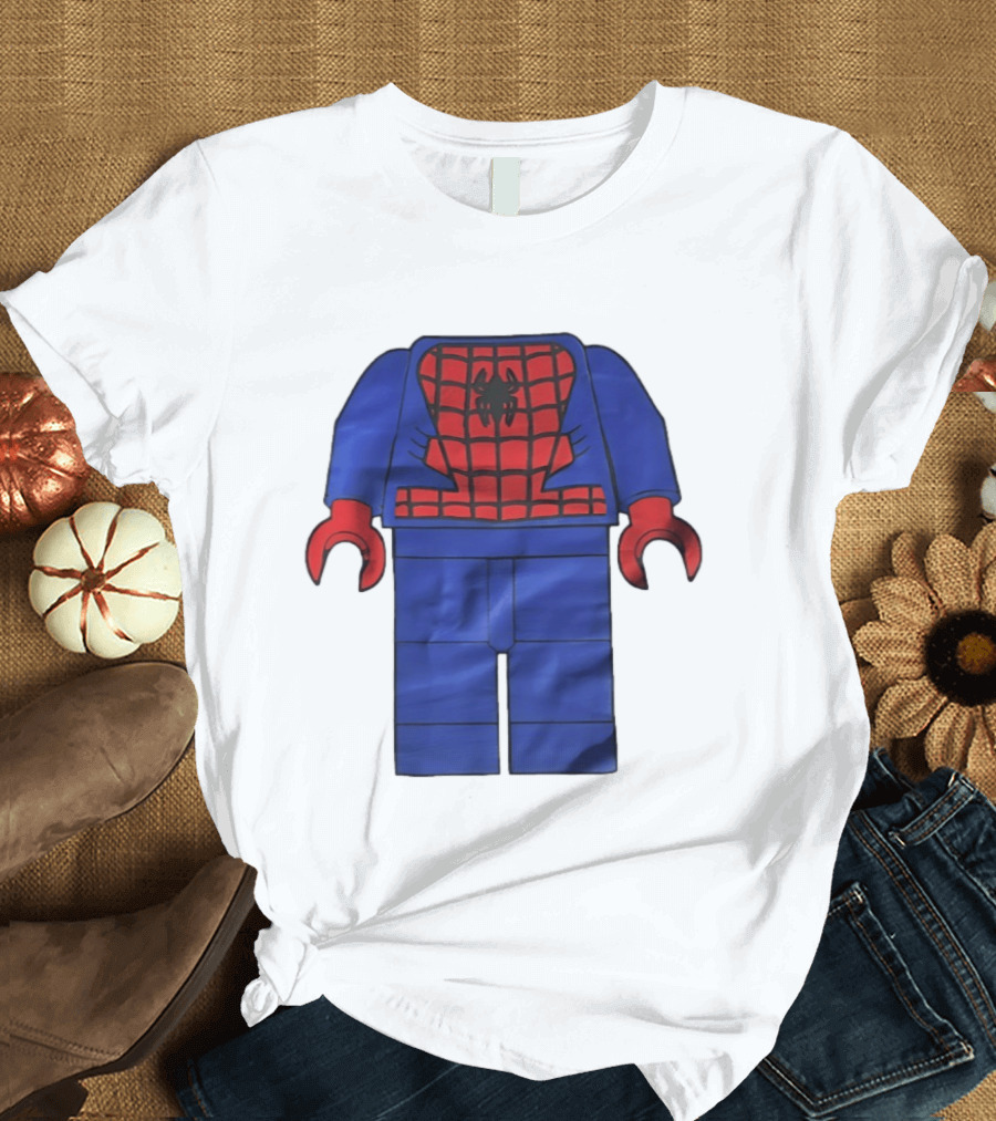 Lego Spider Man Minifigure Marvel Super Hero Iconic Costume Red And Blue Suit T-Shirt