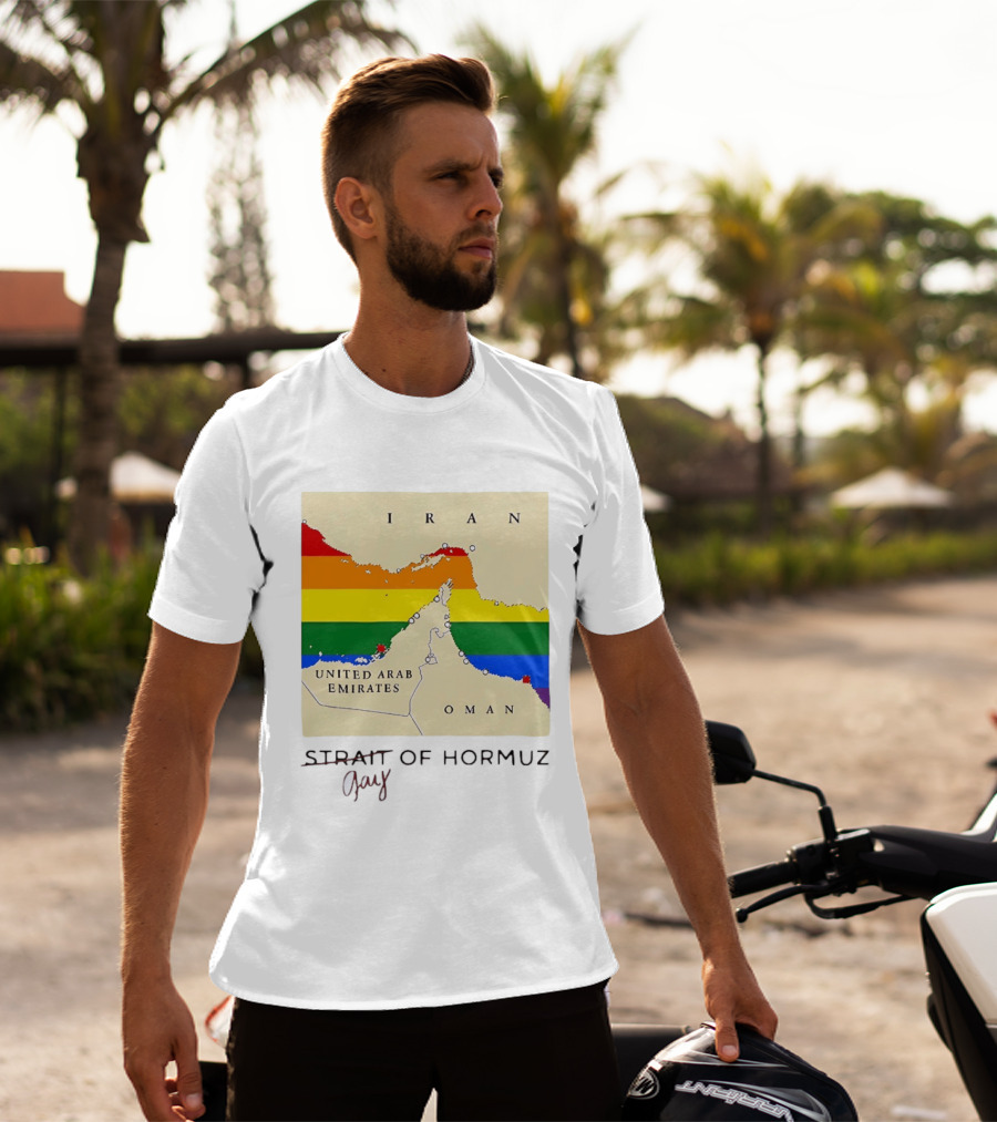 Strait Of Hormuz Map Pride Rainbow Gay Wordplay Pun T-Shirt