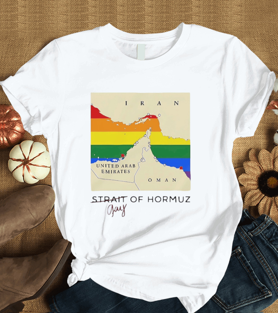 Strait Of Hormuz Map Pride Rainbow Gay Wordplay Pun T-Shirt
