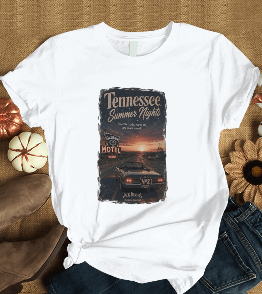 Tennessee Summer Nights Jack Daniel's Motel Smooth Roads Warm Air Old No. 7 Lynchburg T-Shirt