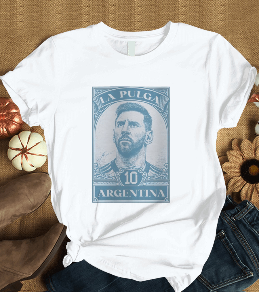 La Pulga Argentina 10 Stamp Messi T-Shirt