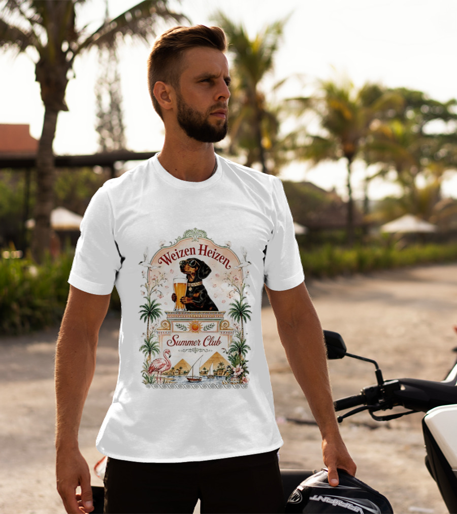 Weizen Heizen Dachshund Beer Summer Club Palm Flamingo Pyramid Sailboat T-Shirt