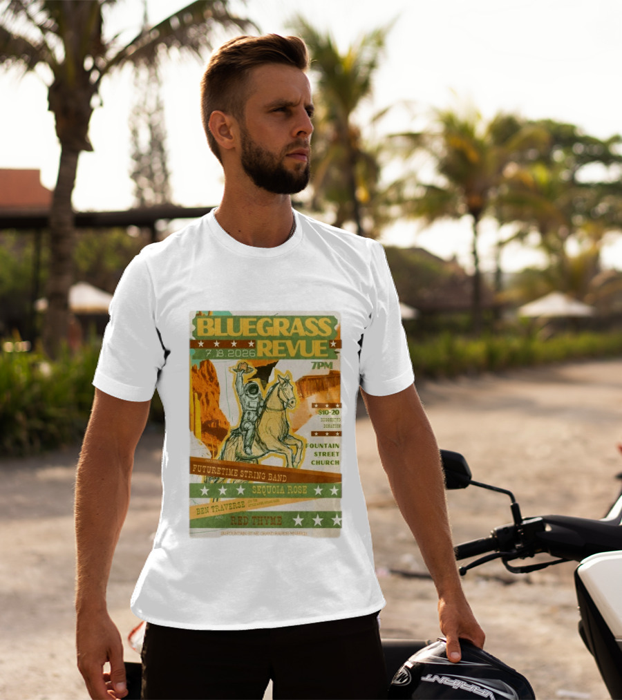 Bluegrass Revue Grand Rapids MI July 18 2026 Futuretime String Band Sequoia Rose Red Thyme T-Shirt