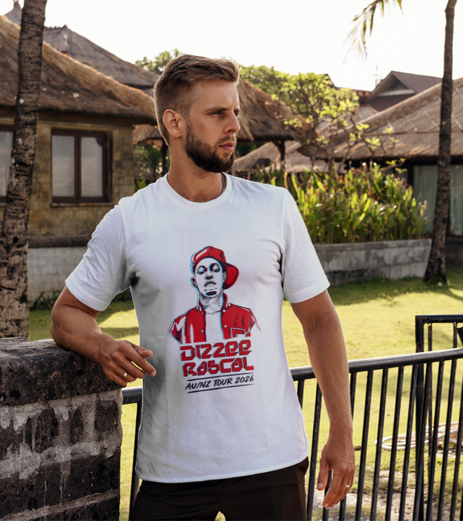 Dizzee Rascal AU NZ Tour 2026 Red Graphic Cap Image T-Shirt