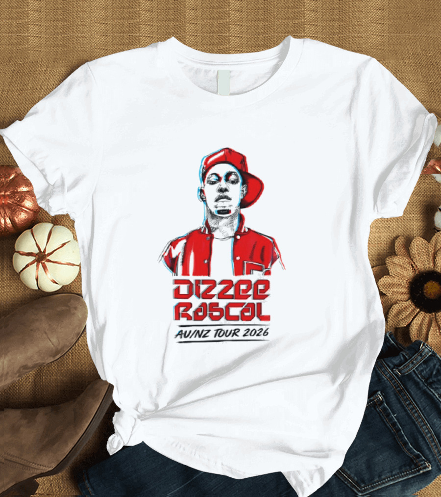 Dizzee Rascal AU NZ Tour 2026 Red Graphic Cap Image T-Shirt