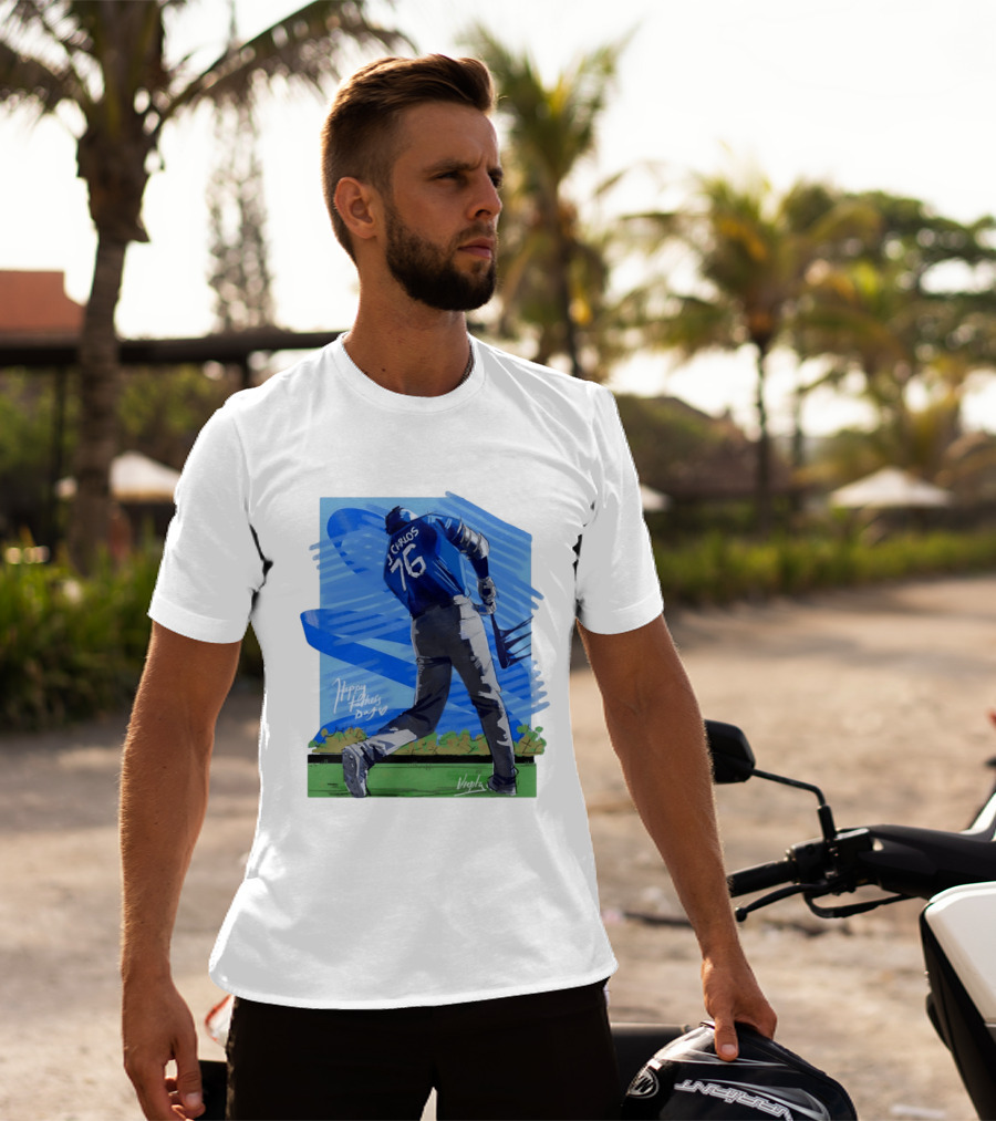 Carlos 76 Happy Fathers Day Baseball Player Sports T-Shirt