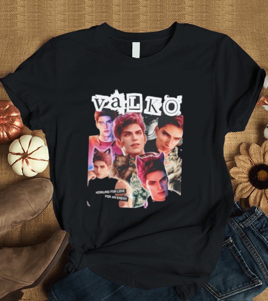 Valko Howling For Love For An Enemy Collage Wild Wolf Aesthetic T-Shirt