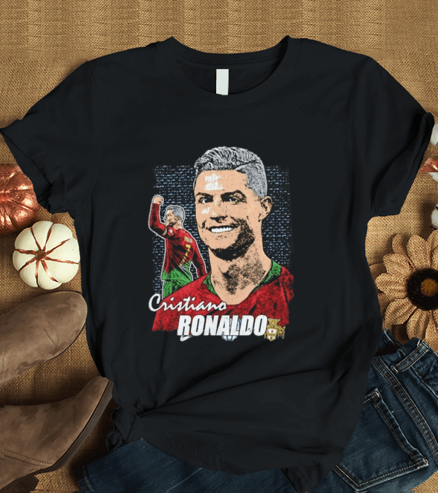 Cristiano Ronaldo Portugal National Team Football Icon With Number 7 And Crest T-Shirt