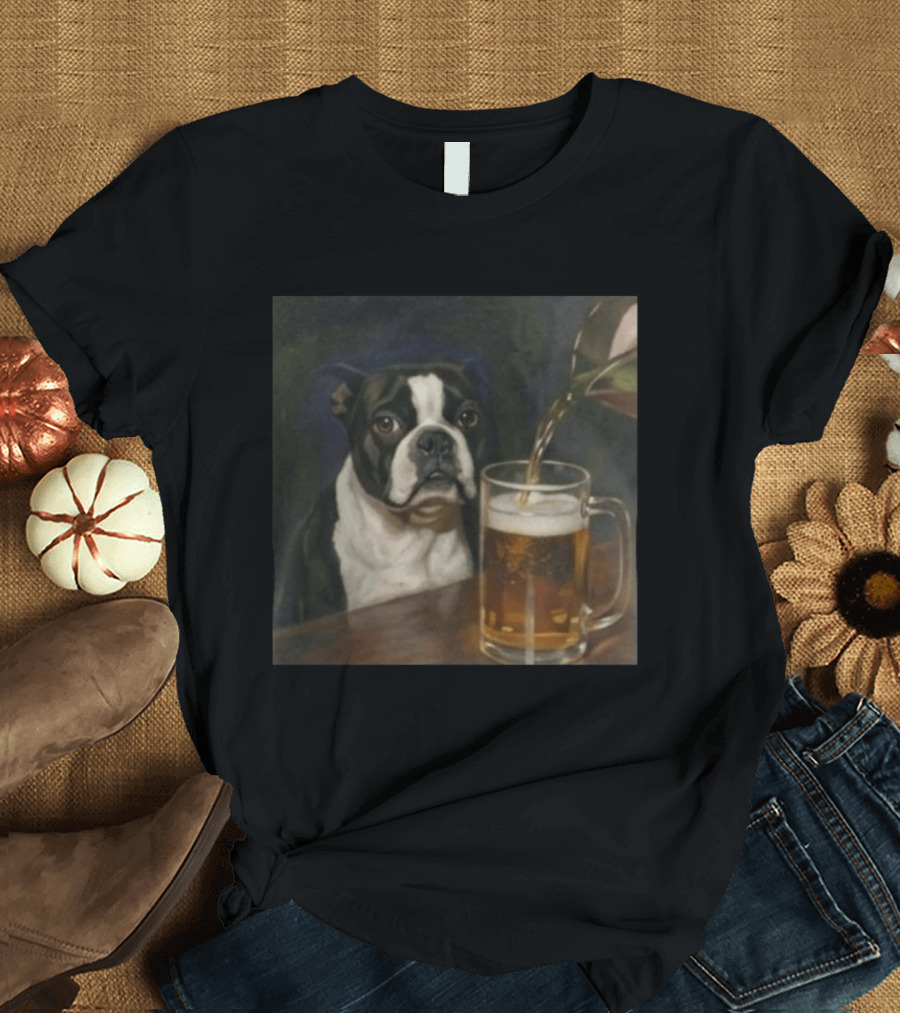 Boston Terrier Drinking Beer T-Shirt