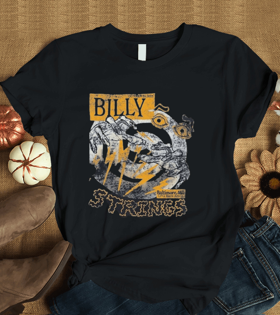 Billy Strings October 31 2023 Baltimore MD CFG Bank Arena Spooky Lightning And Hands T-Shirt