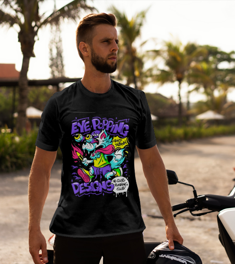 Eye Popping Wolf Hand Drawn No Club Running Club T-Shirt