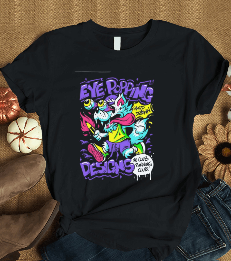 Eye Popping Wolf Hand Drawn No Club Running Club T-Shirt