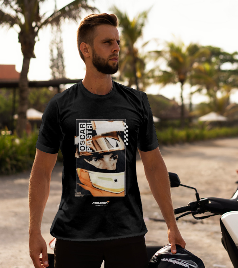Oscar Piastri McLaren Driver Helmet Art Racing Fan T-Shirt