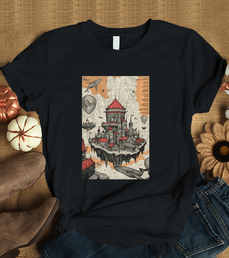 Opeth 2026 Summer Tour Exclusive Floating City With Whales And Balloons T-Shirt