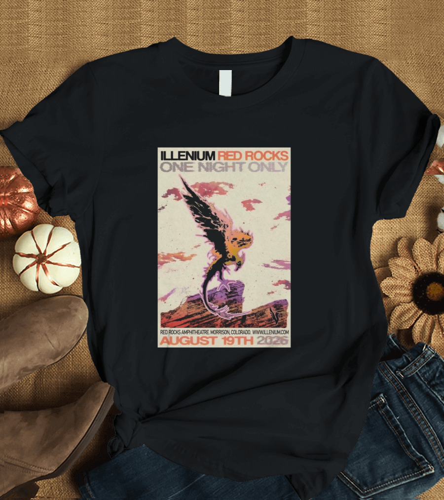Illenium Red Rocks One Night Only August 19th 2026 Red Rocks Amphitheatre Morrison Colorado Www.illenium.com T-Shirt
