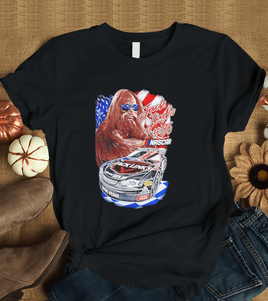 Jack Link's Bigfoot #85 NASCAR American Flag Non Vegan T-Shirt
