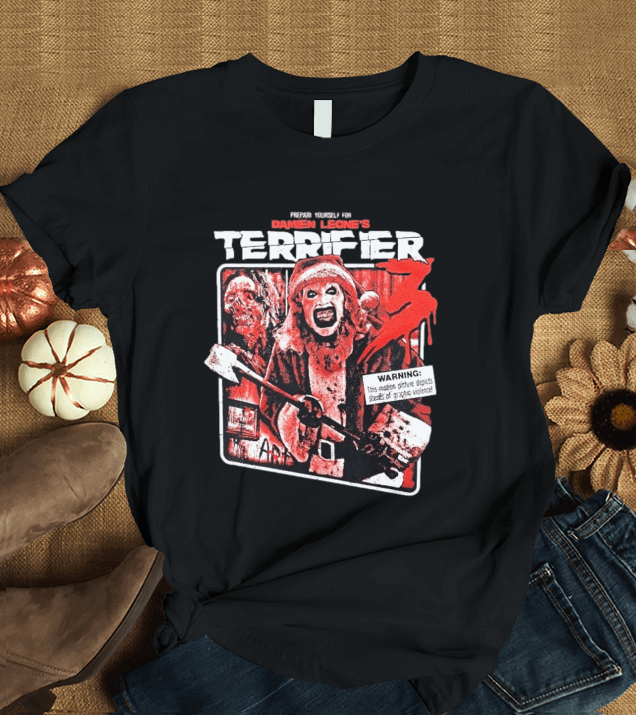 Damien Leone's Terrifier 3 Prepare Yourself Unrated Warning Graphic Violence T-Shirt
