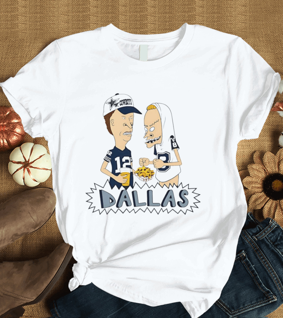 Beavis And Butt Head Dallas Cowboys Football Fans Nachos Eating Fun T-Shirt
