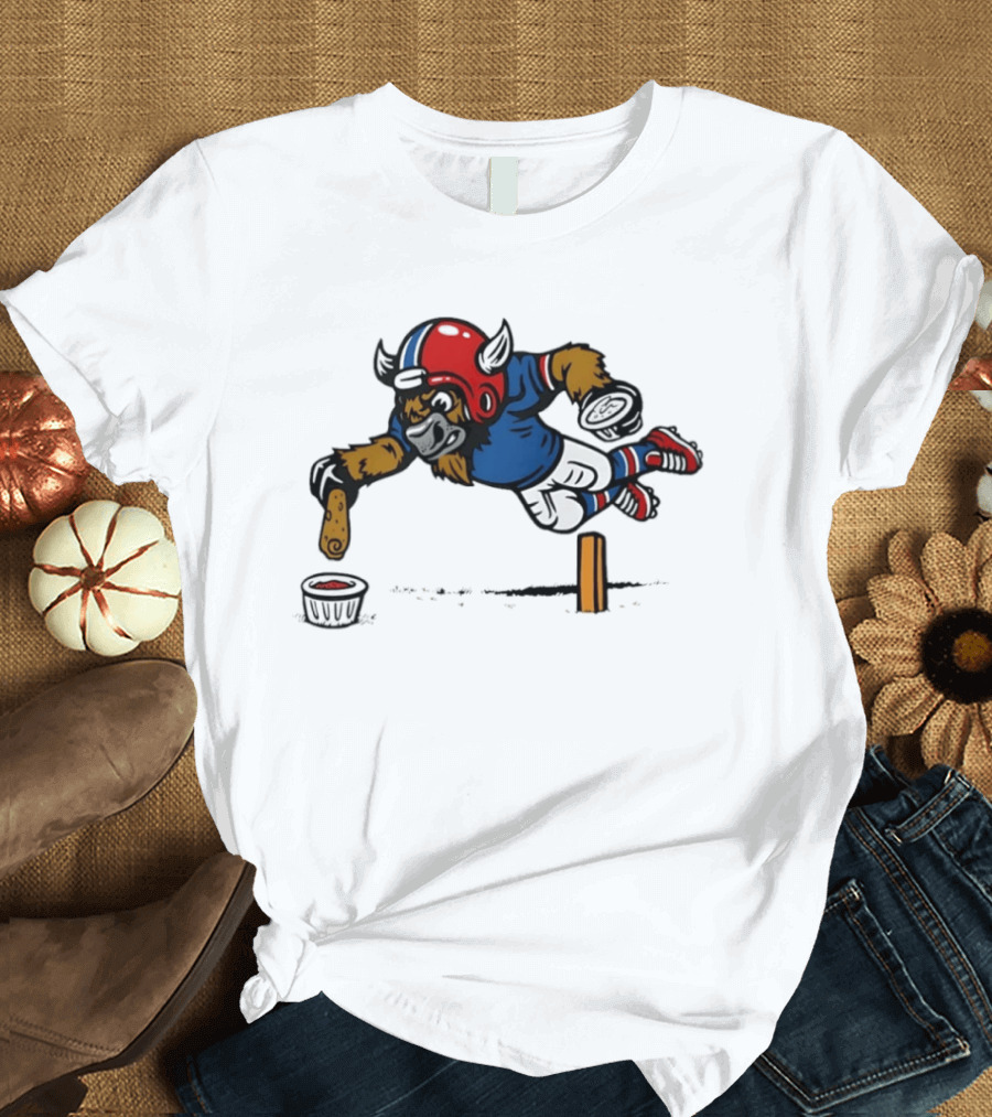 Buffalo Bills Pizza Logs Football Jumping Buffalo With Helmet And Snack T-Shirt