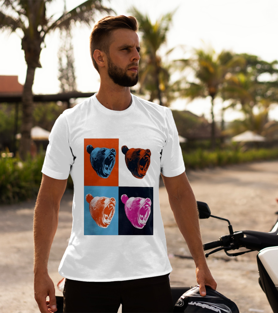 Chicago Bears 2026 Draft Party Pop Art Bear Heads Color Variations T-Shirt