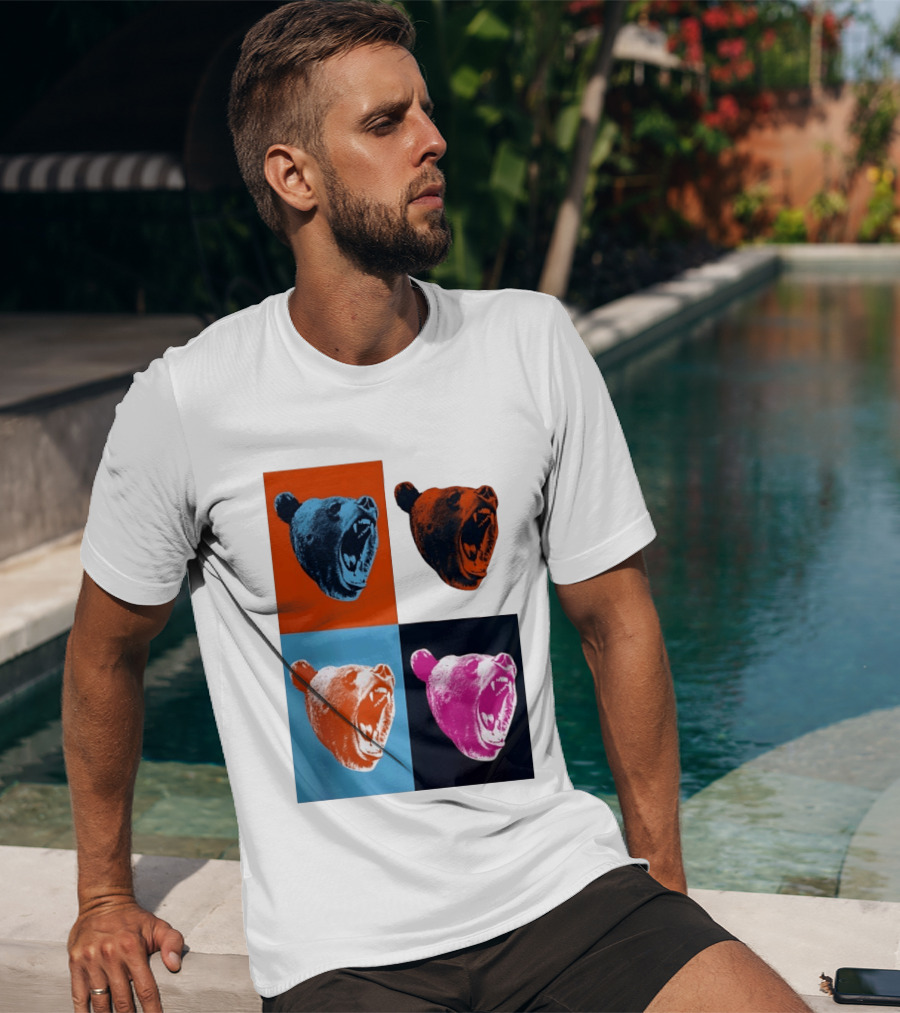 Chicago Bears 2026 Draft Party Pop Art Bear Heads Color Variations T-Shirt