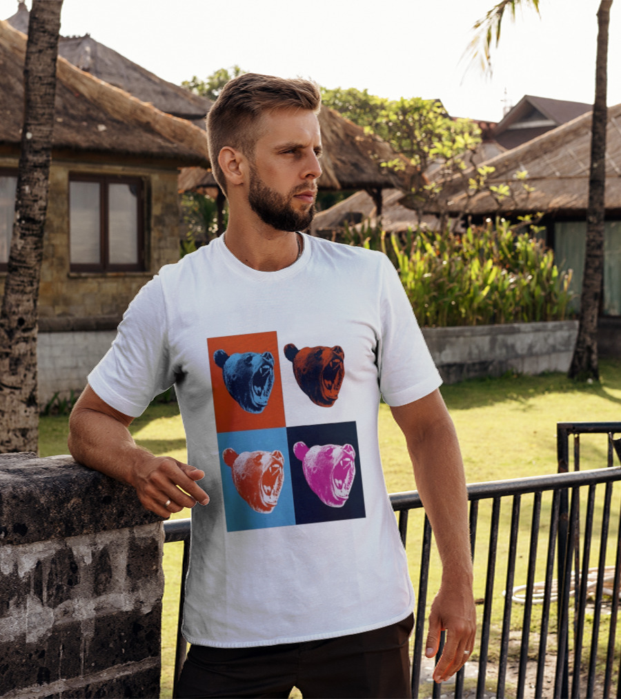 Chicago Bears 2026 Draft Party Pop Art Bear Heads Color Variations T-Shirt