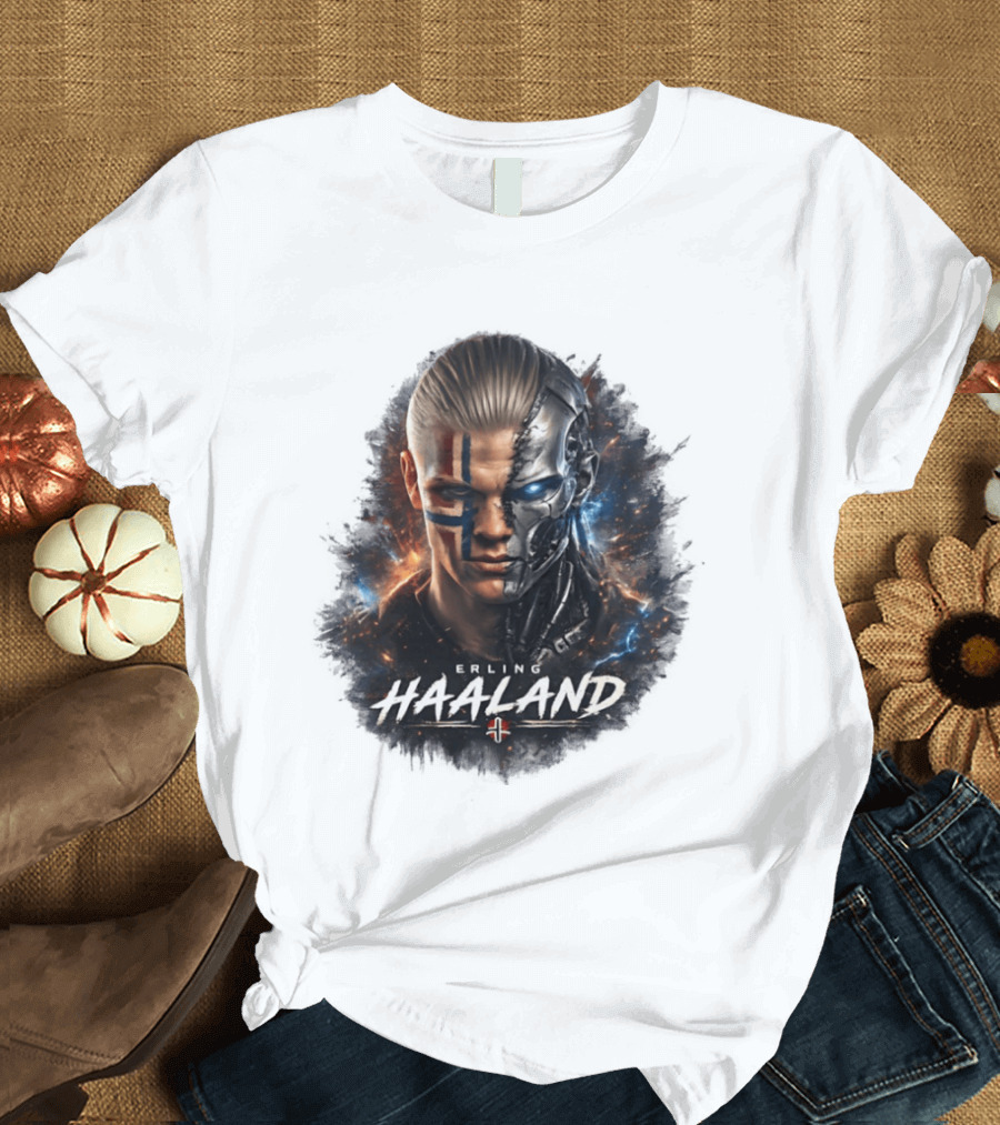 Erling Haaland Cyborg Manchester City Nordic Warrior T-Shirt