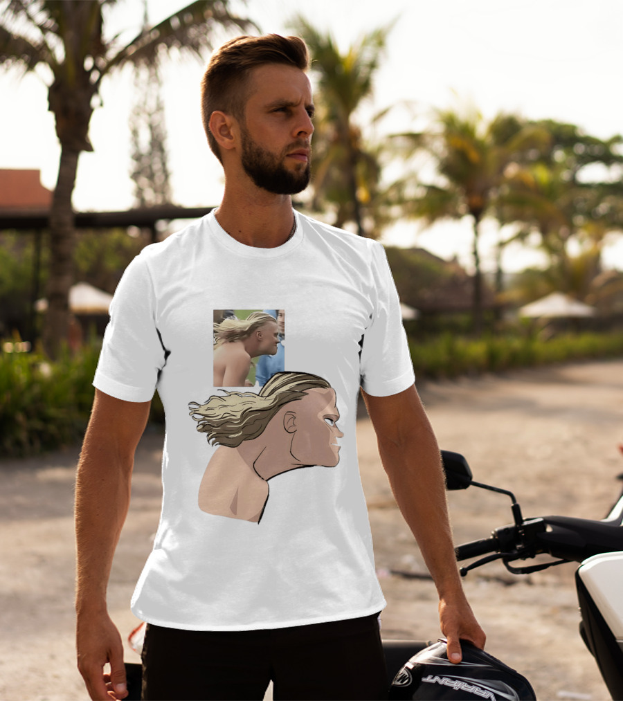 Erling Haaland Long Hair Meme Jawline Football Flowing Hairstyle T-Shirt