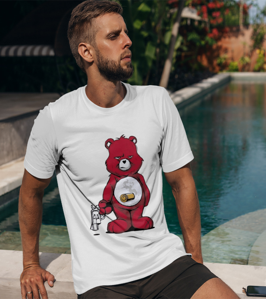 Red Bear With Revolver .38 Special Bullet Smoke T-Shirt
