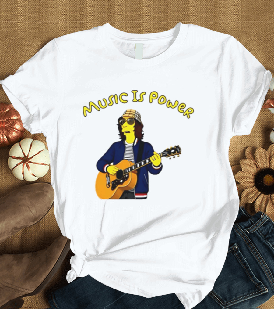 Richard Ashcroft Music Is Power Simpsons Style Guitar T-Shirt