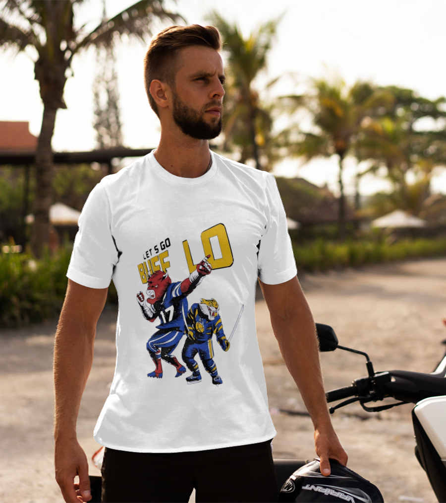 Let's Go Buffalo 17 Distressed Sports Mascots Football And Hockey T-Shirt