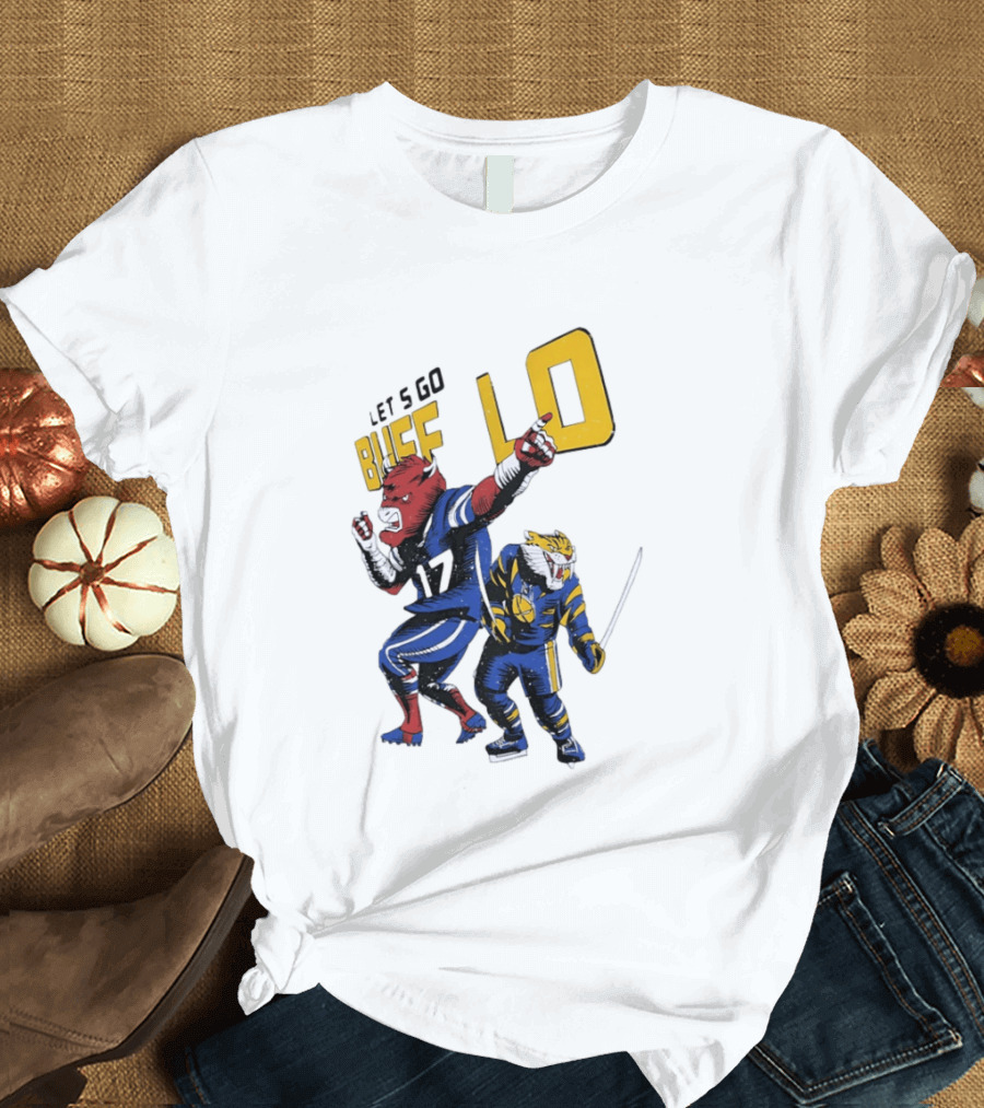 Let's Go Buffalo 17 Distressed Sports Mascots Football And Hockey T-Shirt