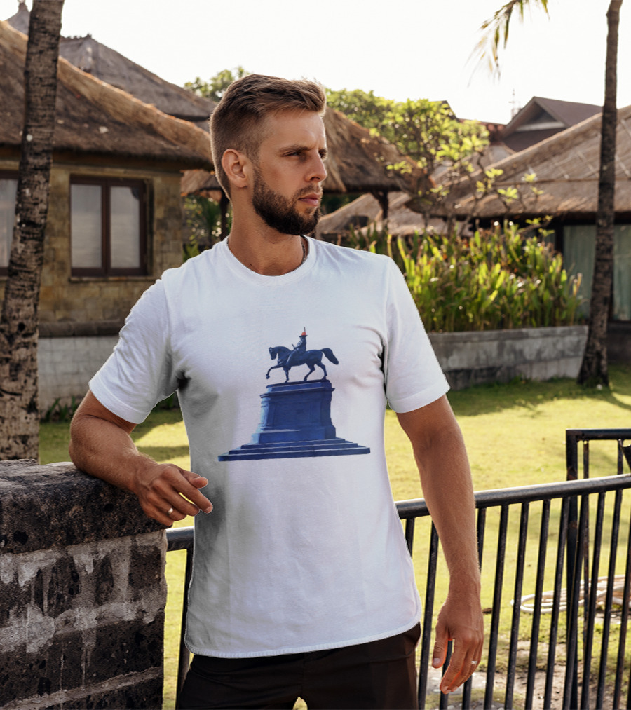 No Scotland No Party Tartan Takeover USA '26 Equestrian Statue With Traffic Cone T-Shirt