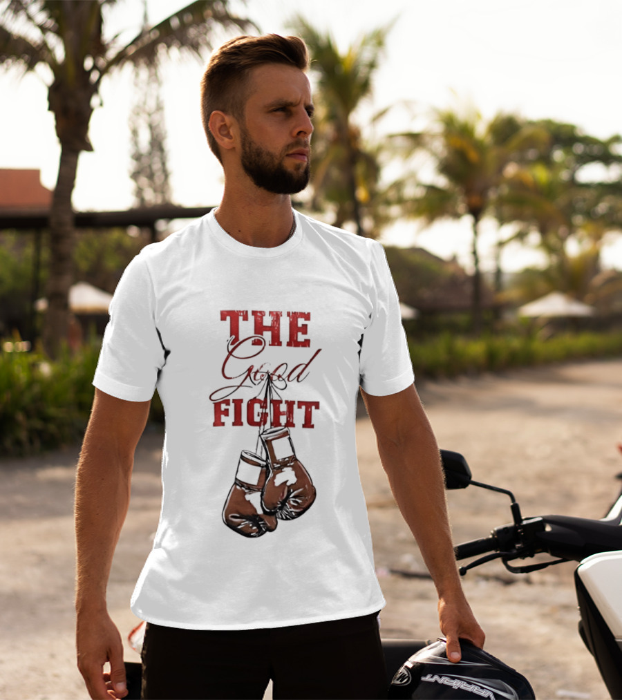 The Good Fight Hanging Boxing Gloves Motivation T-Shirt