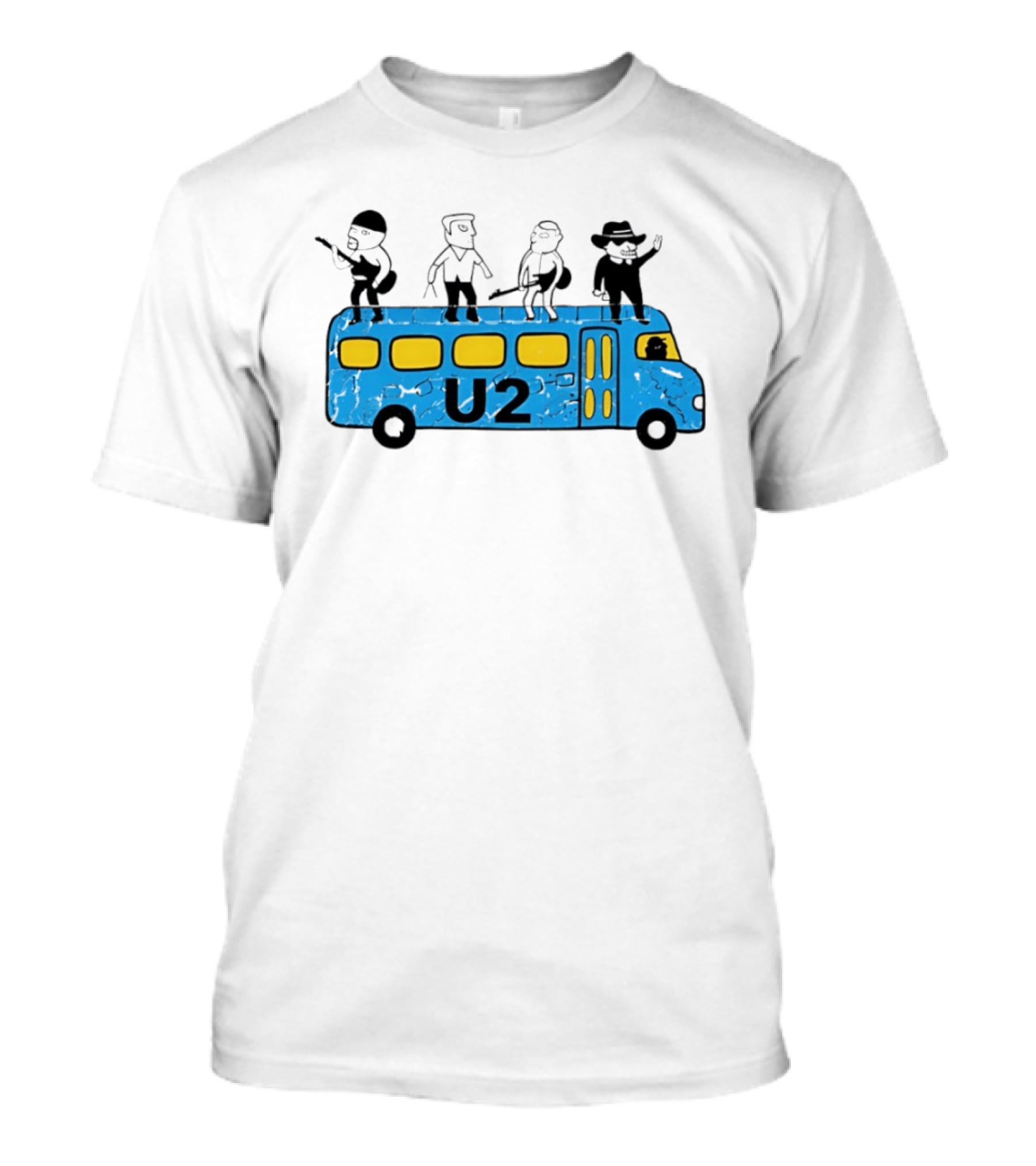 U2 Band Cartoon Bus Music Group On Tour T-Shirt