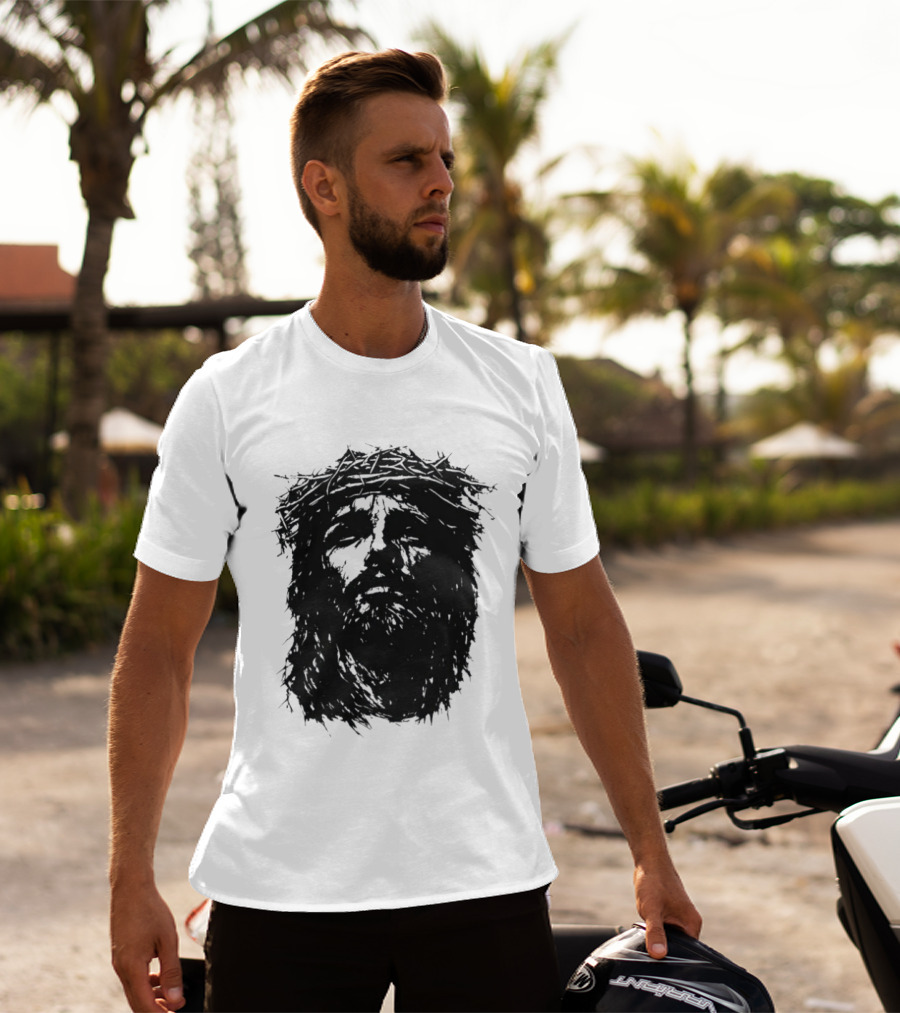 Unforsaken No Greater Love Jesus Crown Of Thorns Face T-Shirt