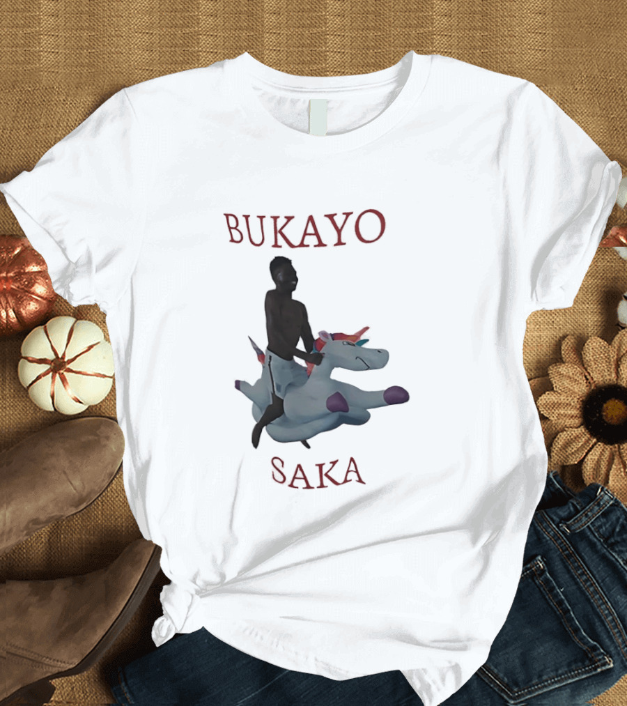 Bukayo Saka Riding Unicorn Arsenal Football T-Shirt