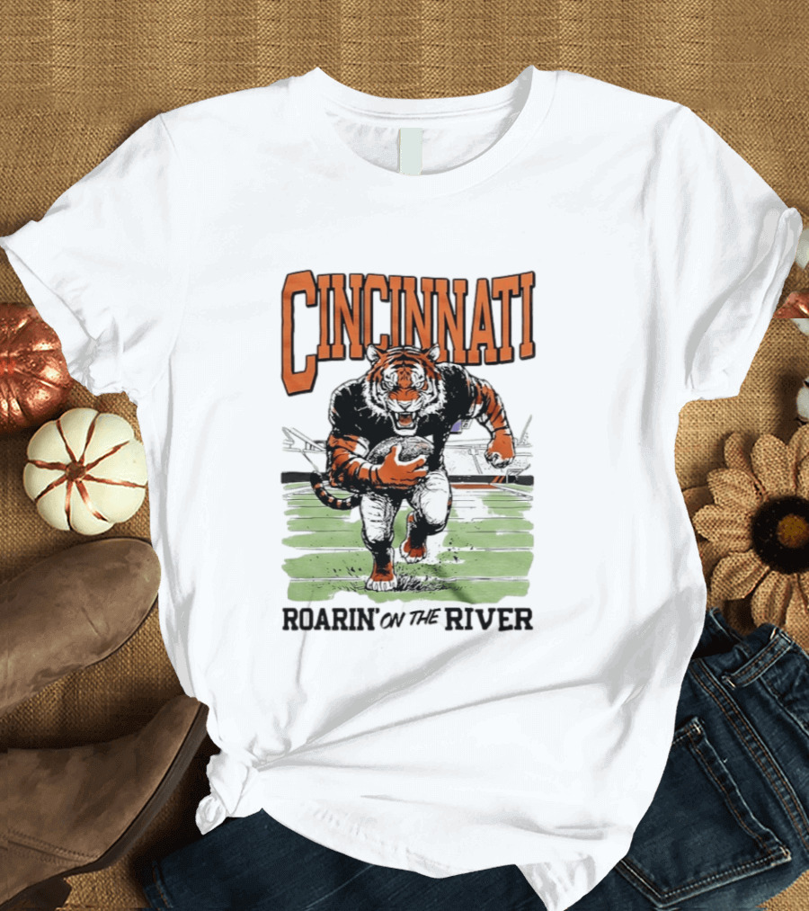 Cincinnati Roarin On The River Tiger Football Tiger T-Shirt