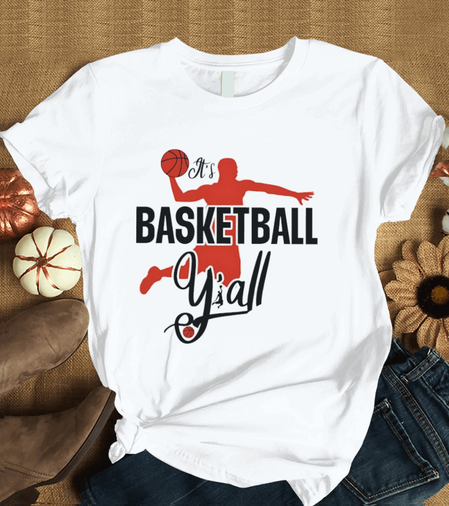 Basketball Y'all Dunking Silhouette And Ball In Red T-Shirt