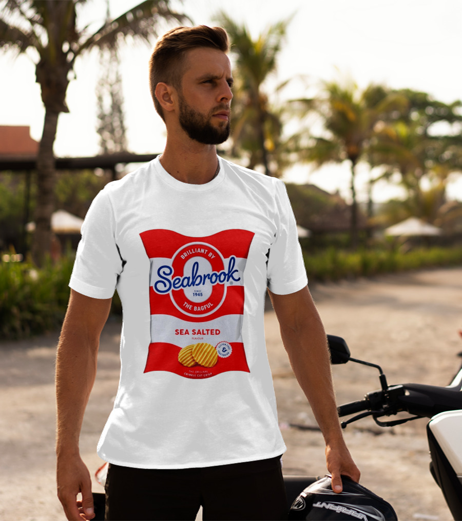 Seabrook Brilliant By The Bagful Sea Salted Flavour Since 1945 Crinkle Cut Crisps Gluten Free Vegetarian T-Shirt