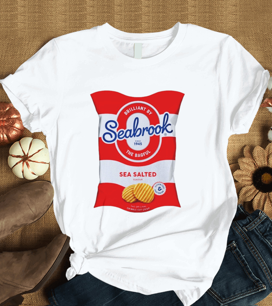 Seabrook Brilliant By The Bagful Sea Salted Flavour Since 1945 Crinkle Cut Crisps Gluten Free Vegetarian T-Shirt