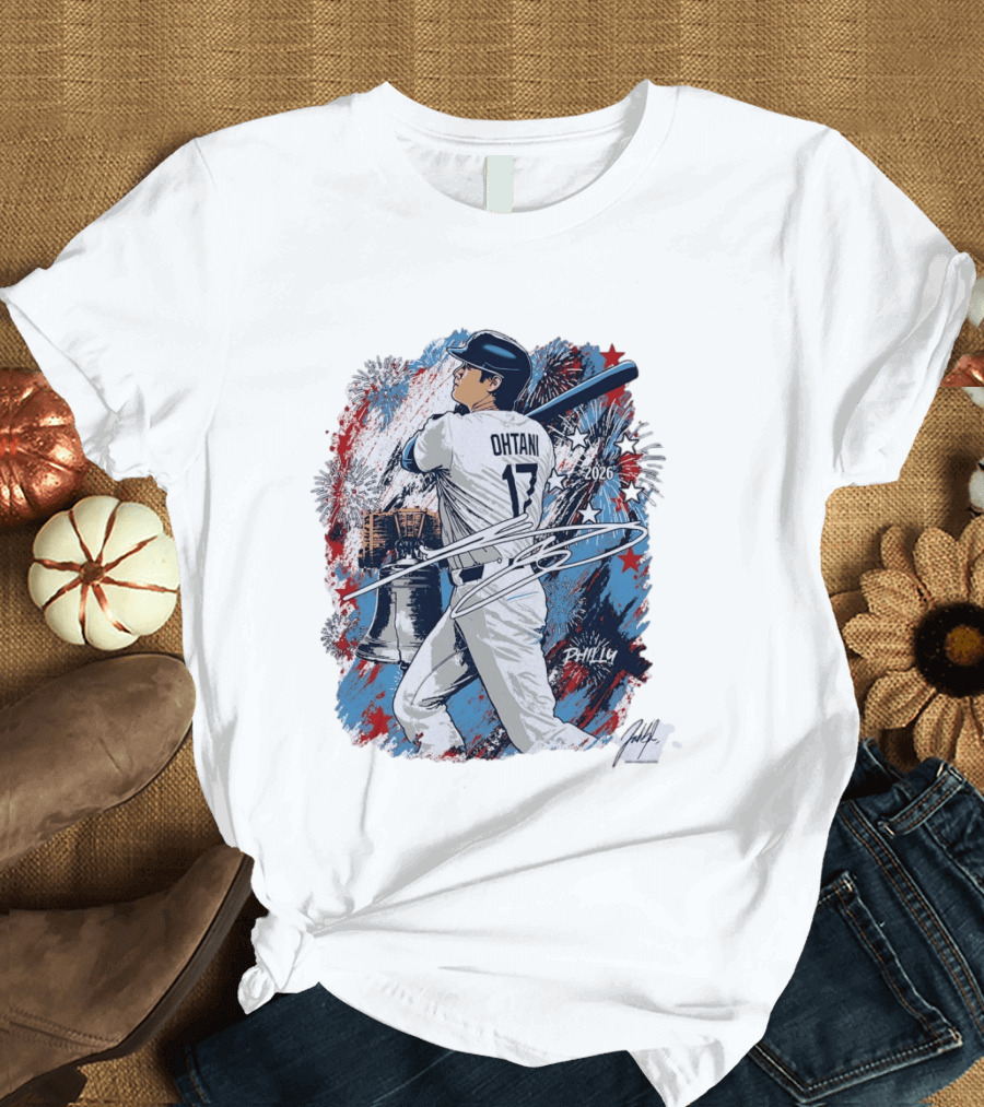 Shohei Ohtani 2026 Philly Liberty Bell Baseball Fireworks T-Shirt