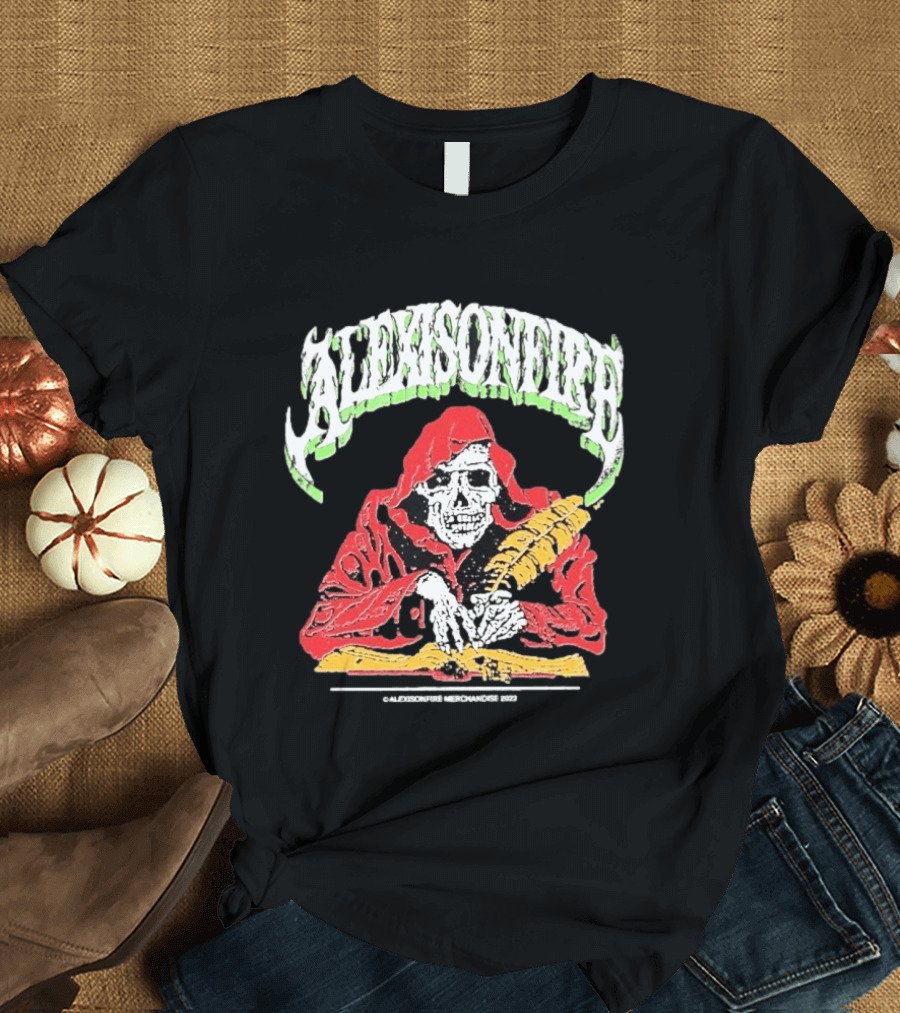 Alexisonfire Skelwrite Grim Reaper Scribe With Quill T-Shirt