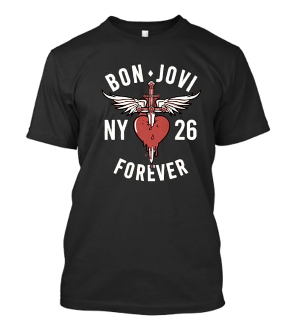 Bon Jovi NY 26 Forever Tour Cross Heart Wings T-Shirt