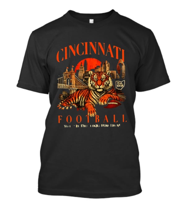 Cincinnati Bengals Football Tiger Jungle Cityscape Est 1968 T-Shirt