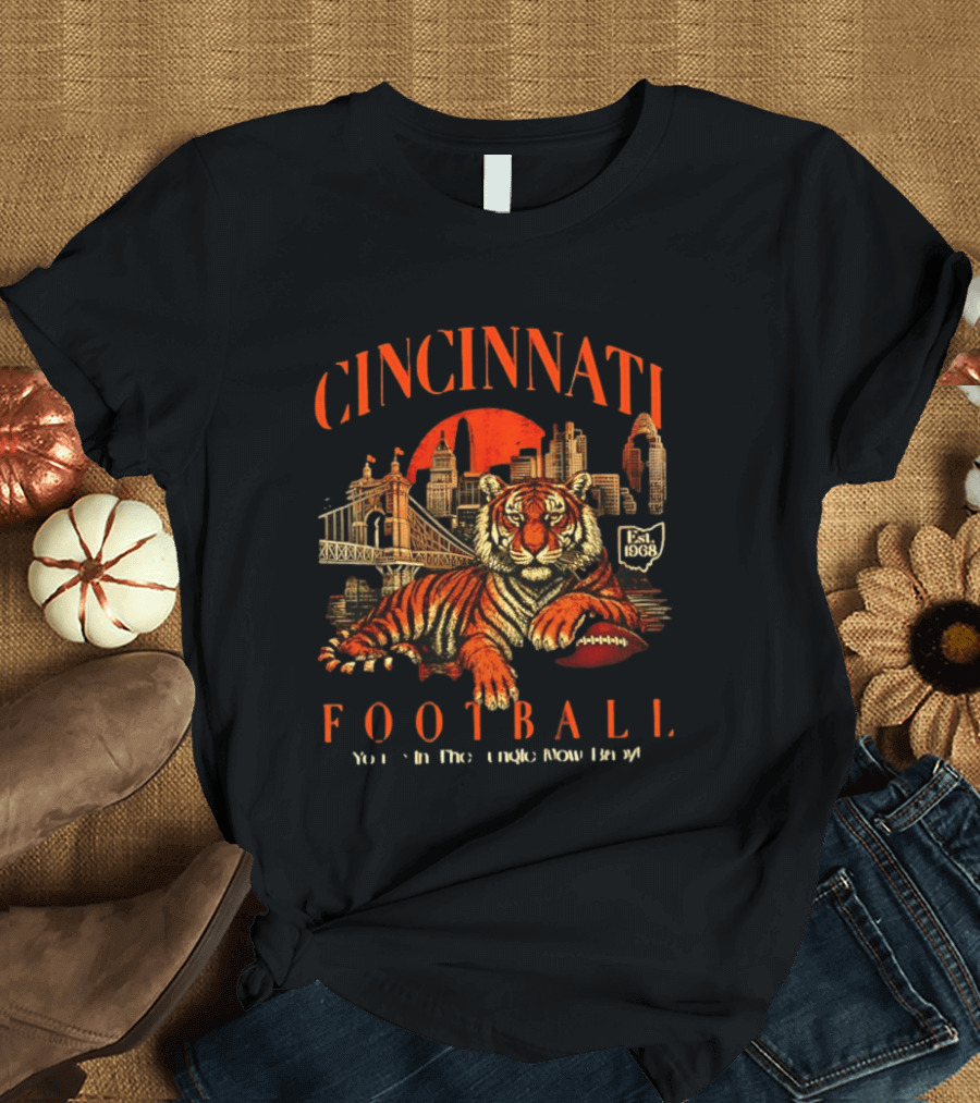 Cincinnati Bengals Football Tiger Jungle Cityscape Est 1968 T-Shirt