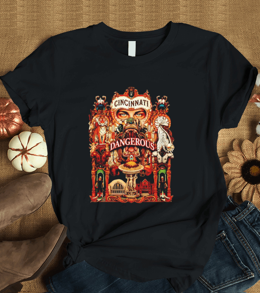 Cincinnati Dangerous Tigers Ornate Art Deco T-Shirt