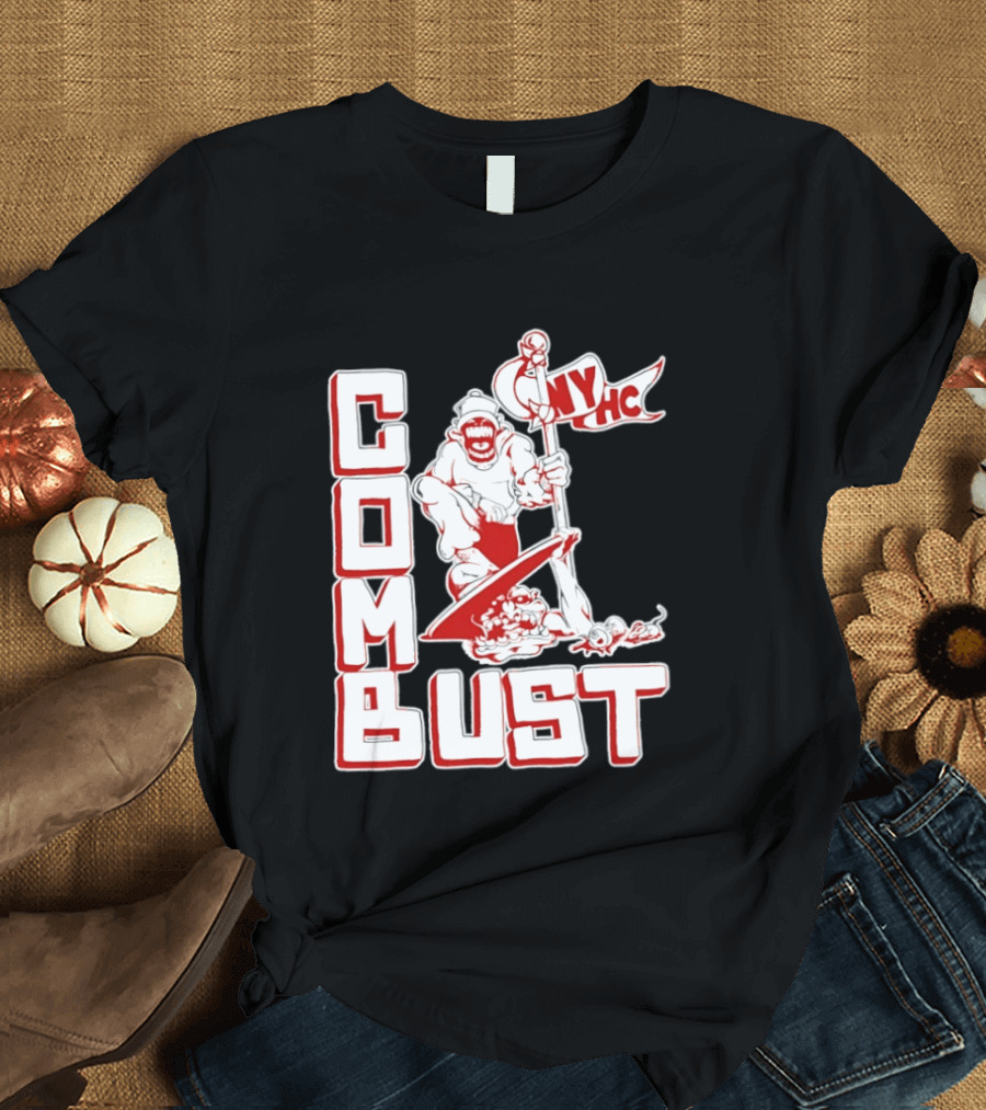 New York Hardcore Combat Bust NYHC Monster Flag T-Shirt